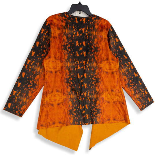 NWT Womens Orange Black Long Sleeve Open Front Cardigan Size XL image number 4