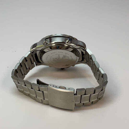Designer Stauer Silver-Tone Round Dial WR50 Chronograph Digital Wristwatch image number 2