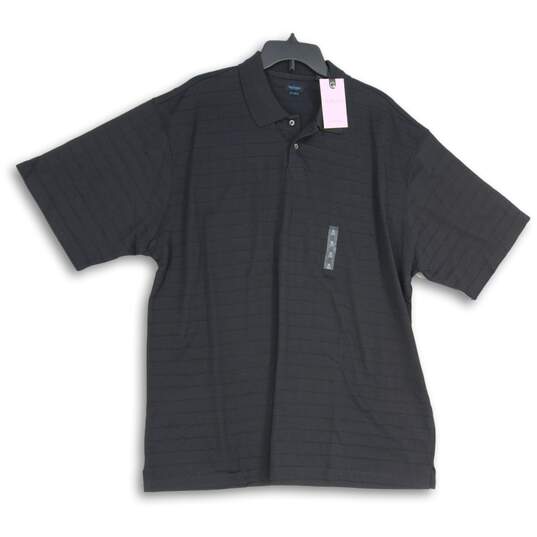 NWT Van Heusen Mens Black Striped Spread Collar Short Sleeve Polo Shirt Size XL image number 1