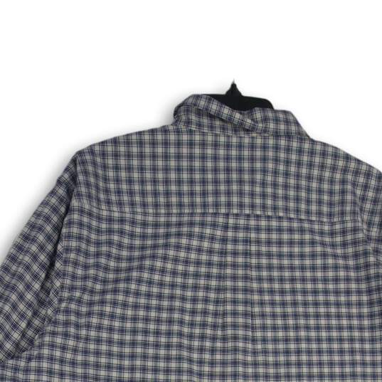 NWT Lucky Brand Mens Blue White Plaid Spread Collar Button-Up Shirt Size XXL image number 4