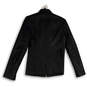 Womens Black Faux Leather Long Sleeve Full-Zip Motorcycle Jacket Size XS image number 2