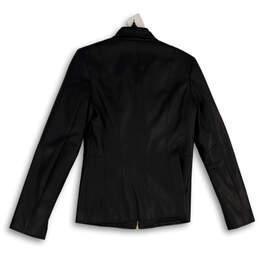 Womens Black Faux Leather Long Sleeve Full-Zip Motorcycle Jacket Size XS alternative image