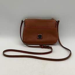 Dooney & Bourke Womens Brown Leather Zipper Adjustable Strap Crossbody Bag Purse