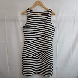 Michael Kors black and cream striped neoprene sleeveless dress size 10
