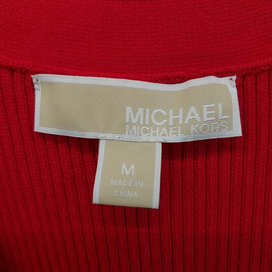MICHAEL Michael Kors Red Ribbed Knit Sleeveless Dress WM Size M NWT image number 3