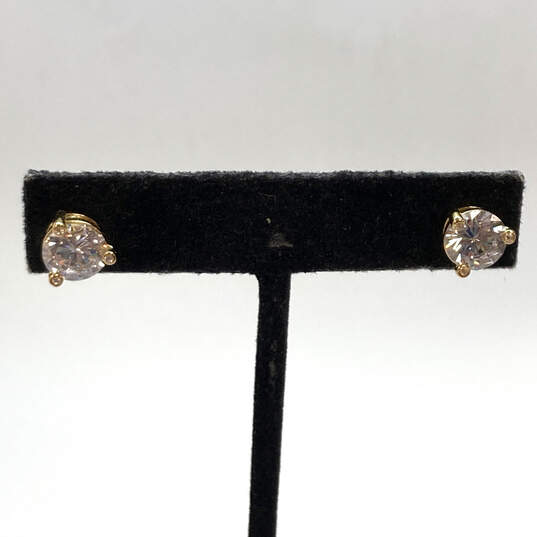 Designer Kate Spade Gold-Tone Clear Crystal Cut Stone Stud Earrings image number 1
