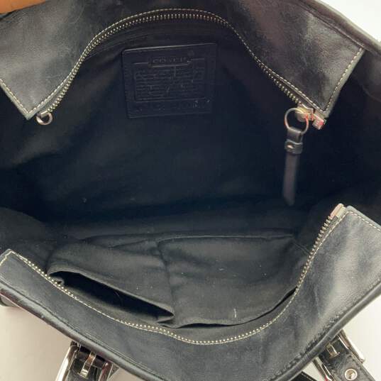 Coach Womens Black Leather Double Strap Inner Pocket Zipper Tote Bag Purse image number 3