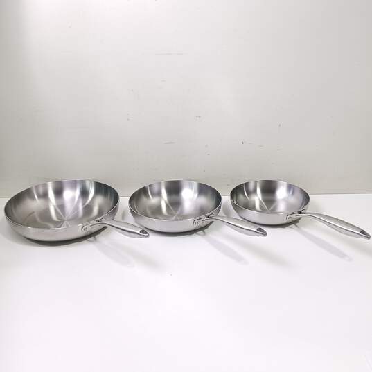 Lolykitch Stainless Steel Frying Pans Assorted 3pc Lot image number 1