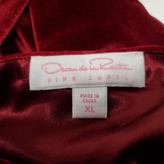 Oscar de la Renta 'Pink Label' Vintage Red Velvet Long Sleeve Dress Women's Size XL - AUTHENTICATED image number 3