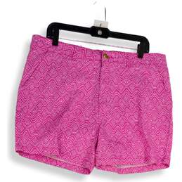 Stella Parker Womens Pink White Flat Front Slash Pocket Chino Shorts Size 16