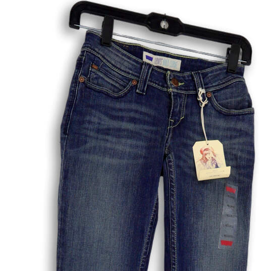 NWT Womens Blue Medium Wash Pockets Bold Curve Denim Bootcut Jeans Size 1M image number 3