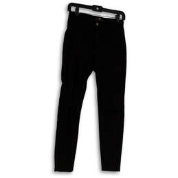 Womens Black Denim Dark Wash Pockets Regular Fit Skinny Leg Jeans Size 9