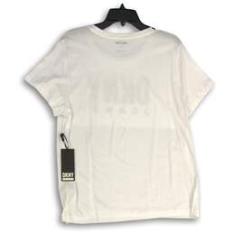 NWT DKNY Womens White Graphic Round Neck Short Sleeve Pullover T-Shirt Size L alternative image