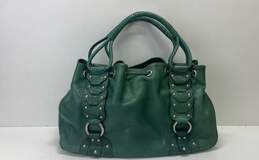 Kenneth Cole Green Leather Studded Drawstring Satchel Hobo Bag alternative image
