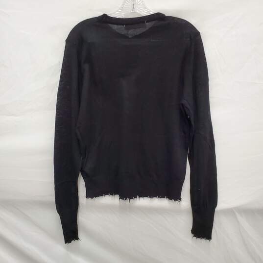 NWT Zara WM's Black Alpaca & Wool Blend Crewneck Fray Sweater Size MM image number 1