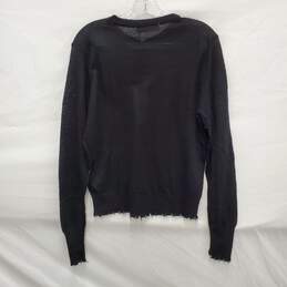 NWT Zara WM's Black Alpaca & Wool Blend Crewneck Fray Sweater Size MM