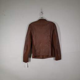 Womens Zipper Pockets Leather Long Sleeve Full-Zip Motorcycle Jacket Size Medium alternative image