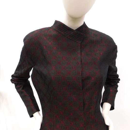 Badgley & Mischka Burgundy Silk Skirt Suit Set image number 7