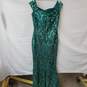 Vintage Handmade Green Sequin Sleeveless Maxi Dress Women's LG image number 5