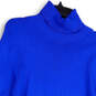 Womens Blue Turtleneck Long Sleeve Tight-Knit Pullover Sweater Size Large image number 3