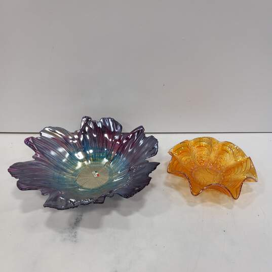 Set of Two Carnival Glass Centerpiece Dishes image number 1