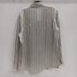 Kasper A.S.L. Blouse Black And Metallic Silvery White Long Sleeve Silk Shirt image number 2