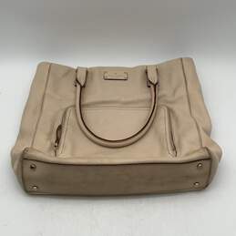 Kate Spade Womens White Leather Double Strap Bottom Stud Tote Handbag