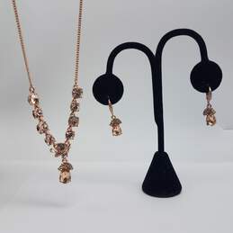 Givenchy Rose Gold Tone Crystal Necklace & Earring Set 2pcs 16.7g
