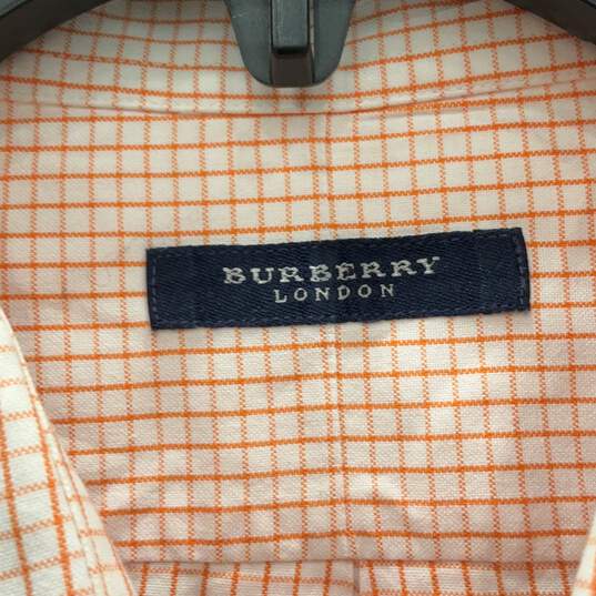 Burberry Mens Orange White Long Sleeve Button Up Shirt Size 17L With COA image number 3