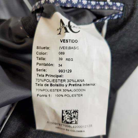 Arturo Calle Men Gray Suit Set NWT sz 39R image number 5