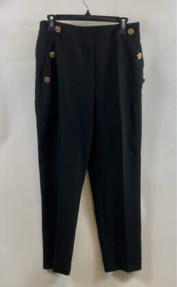 NWT Zara Womens Black Pockets Flat Front Straight Leg Trouser Pants Size Medium