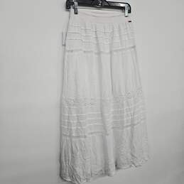 White Ladder-Stitch Crochet Midi Skirt alternative image