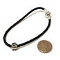 Designer Pandora S925 ALE Sterling Silver Black Leather Cat Charm Bracelet image number 3
