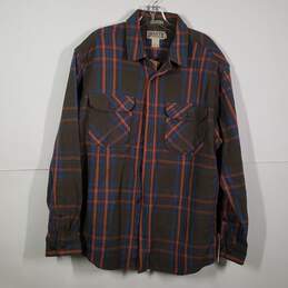 NWT Mens Plaid Cotton Long Sleeve Collared Chest Pockets Shirt Jacket Size Large