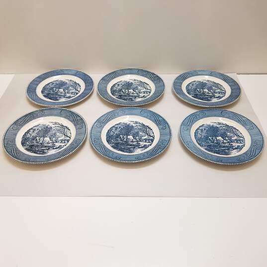 Currier and Ives Dinner Plates  6 Royal China 10in  Plates image number 1