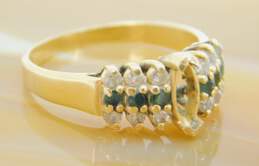 14K Yellow Gold Emerald 0.24 CTTW Round Diamond Marquise Stone Ring Setting 3.0g alternative image