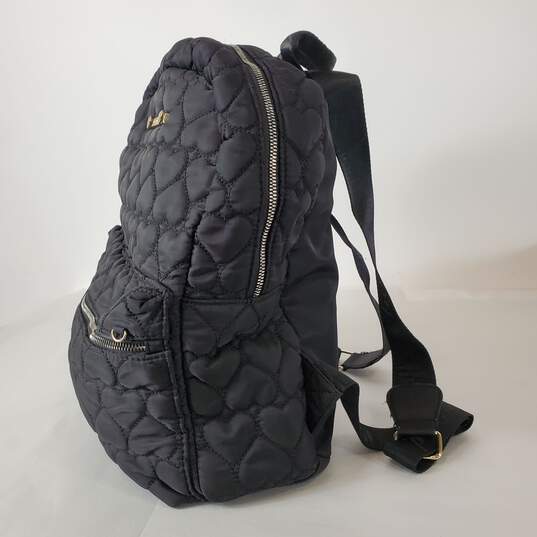 Betsey Johnson Black Nylon Quilted Hearts Backpack Bag image number 2