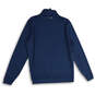 Mens Blue Mock Neck Long Sleeve 1/4 Zip Pullover Sweatshirt Size Medium image number 2