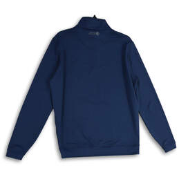 Mens Blue Mock Neck Long Sleeve 1/4 Zip Pullover Sweatshirt Size Medium alternative image