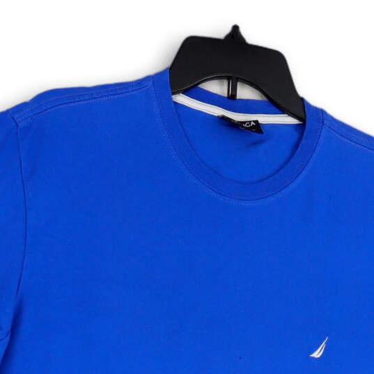 Mens Blue Crew Neck Long Sleeve Stretch Pullover T-Shirt Size Small image number 3