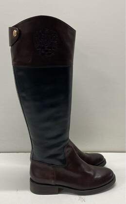 Vince Camuto Leather Fabina Riding Boots Black Brown 7