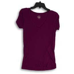 J.Crew Womens Purple V-Neck Short Sleeve Pullover T-Shirt Size X-Small