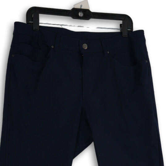 Mens ABC Navy Blue Flat Front Pockets Straight Leg Chino Pants Size 34 image number 3