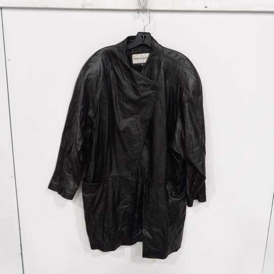 Charles Klein Black Leather Jacket Size XL image number 1