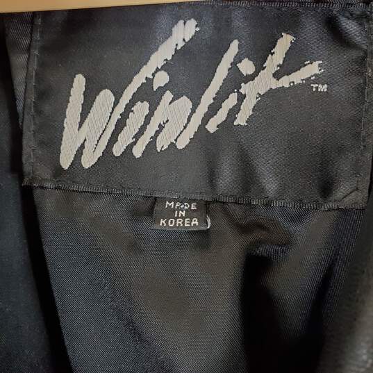 Winlit Men Black Leather Trenchcoat Sz S image number 2