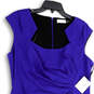 NWT Womens Purple Sleeveless Square Neck Back Zip Short Sheath Dress Size 4 image number 3