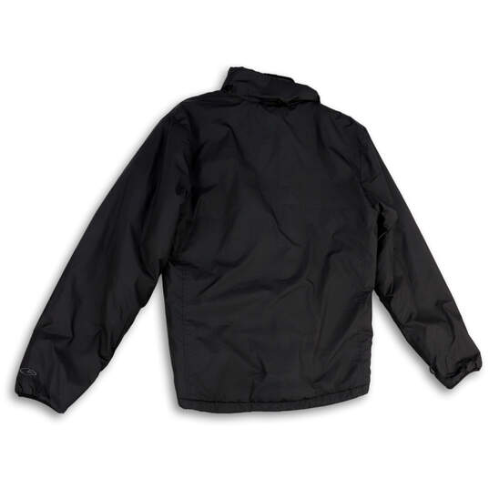 Mens Black Long Sleeve Mock Neck Pockets Full-Zip Windbreaker Jacket Size S image number 2