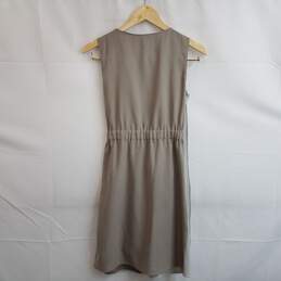 Women's sleeveless mixed media beige faux wrap dress XS alternative image