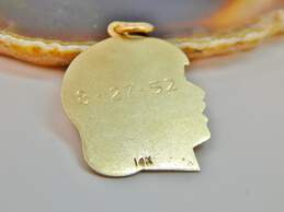 Vintage 14K Yellow Gold Personalized Girl Profile Head Charm 2.0g alternative image