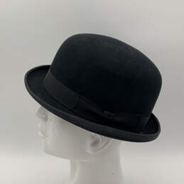 Mens Black Curved Brim Belted Front Round Top Fashionable Bowler Hat Size 7 alternative image